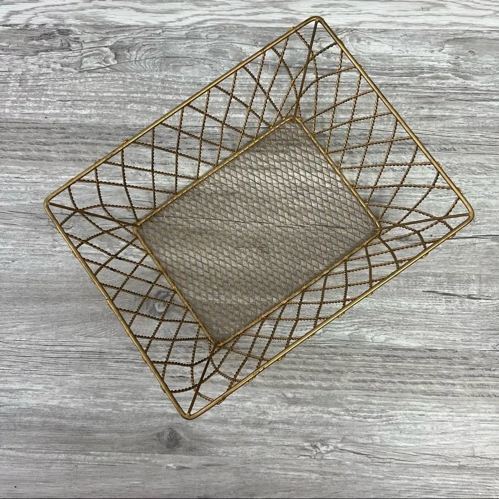 Metallic Bronze Wire Organizer Storage Basket
